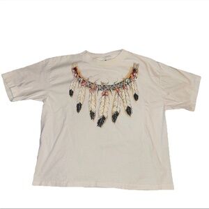 Vintage 90’s Diamond Dust Glitter Native American Aztec T-Shirt L Dreamcatcher